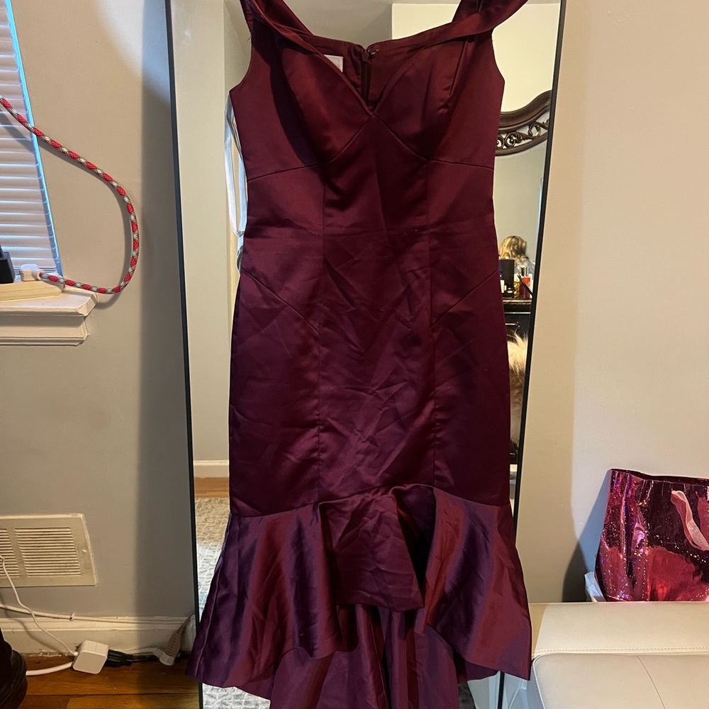 Zac Posen Elegant Burgundy High Low Dress